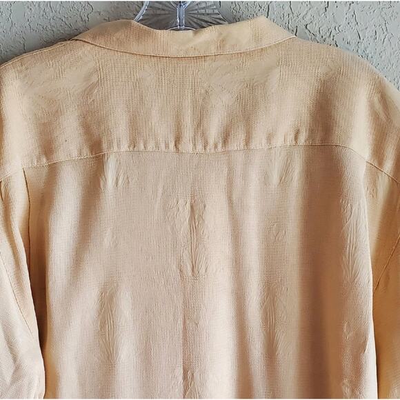 TOMMY BAHAMA Men's L SILK Shirt Hawaiian Palms Orange Button Up Chest 44" - Picture 5 of 6